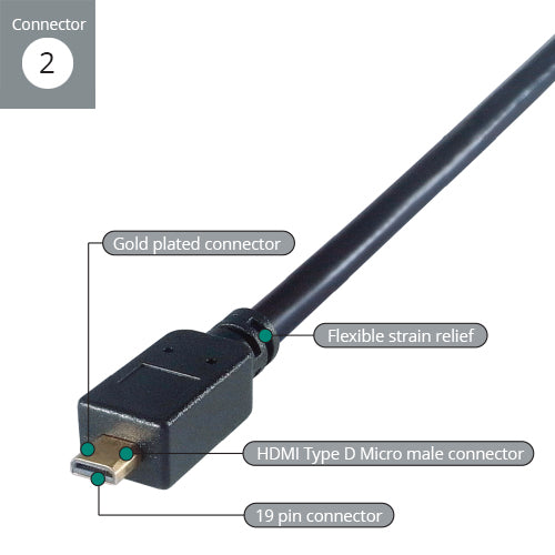 HDMI to HDMI D Micro Connector Cable Male to Male Gold Connectors